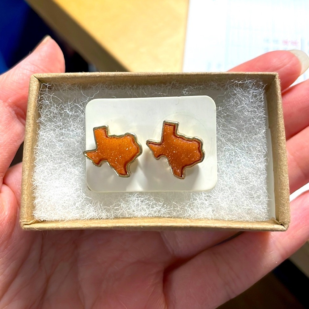 Pink gemstone Texas shaped studs